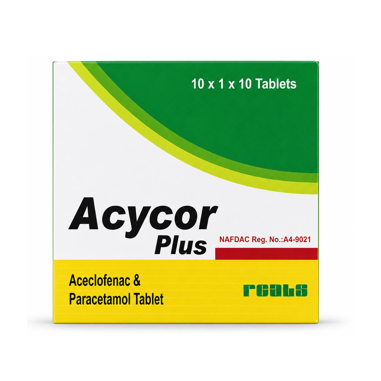 Acycor Plus Aceclofenac 100 mg + Paracetamol 500 mg Tablets x 10 Tablets