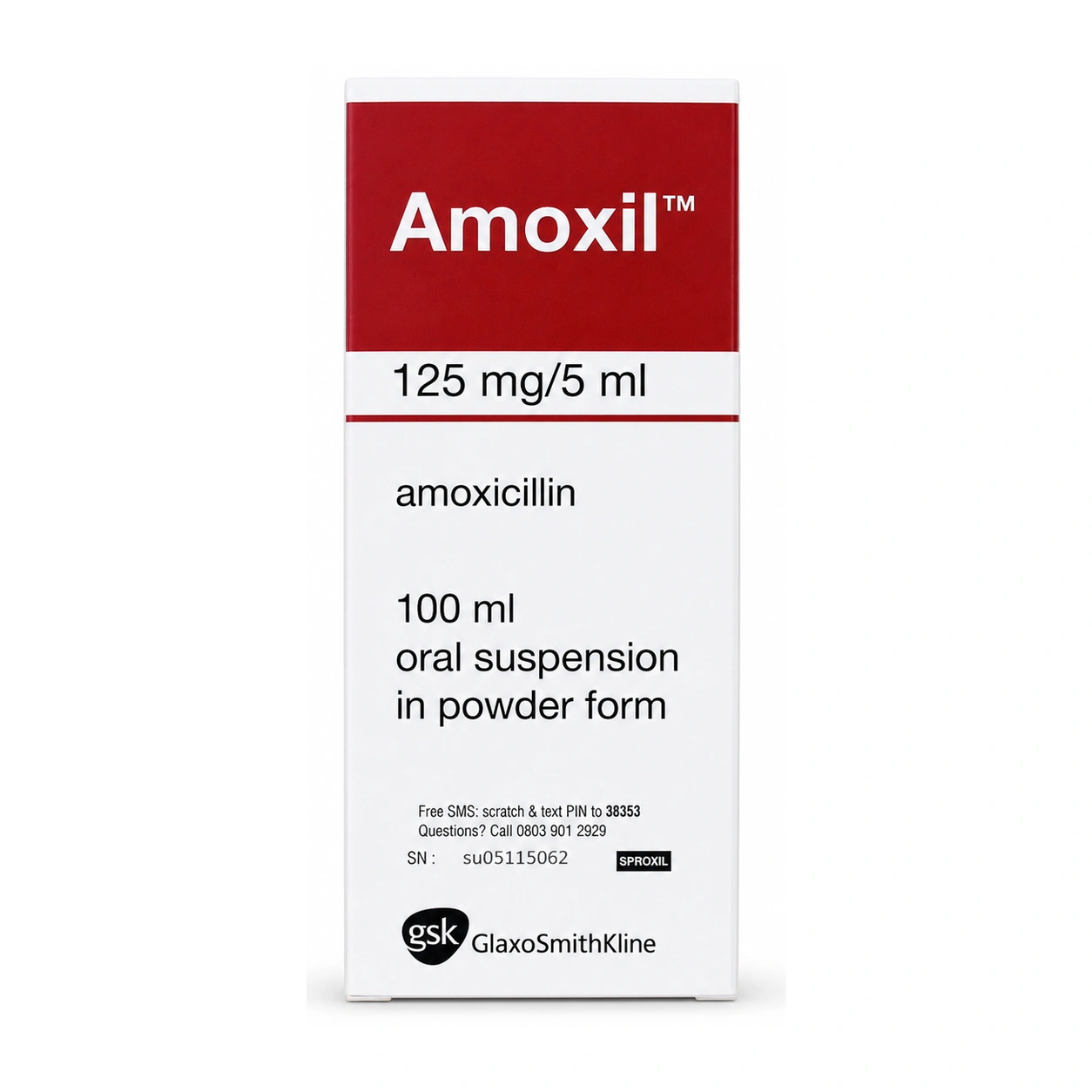 Amoxil Amoxicillin Powder for Oral Suspension 125 mg/5 ml 100 ml
