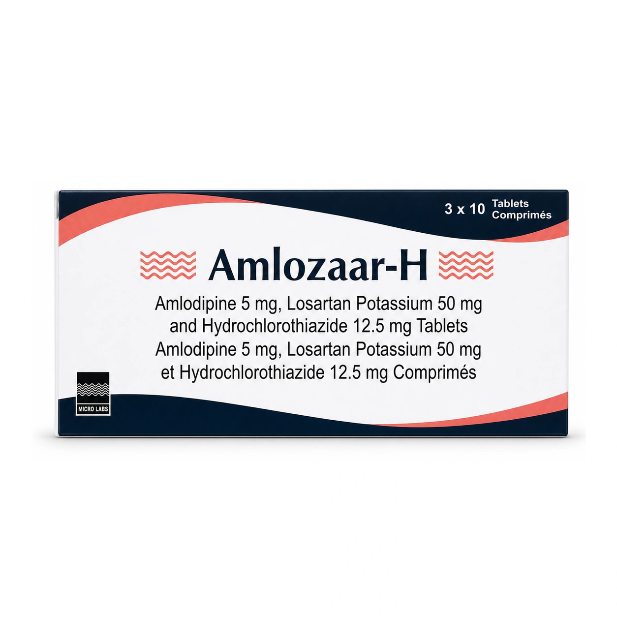 Amlozaar-H Amlodipine 5 mg + Losartan Potassium 50 mg + Hydrochlorothiazide 12.5 mg Film-Coated Tablets x 30 Tablets