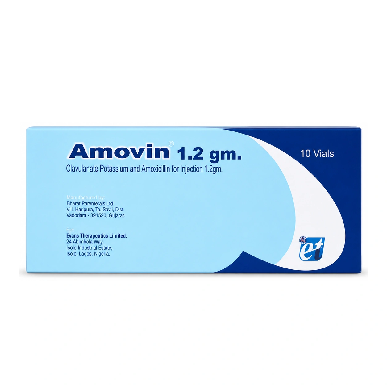 Amovin Amoxycillin Clavulanate 1.2 g Injection x 10 vials