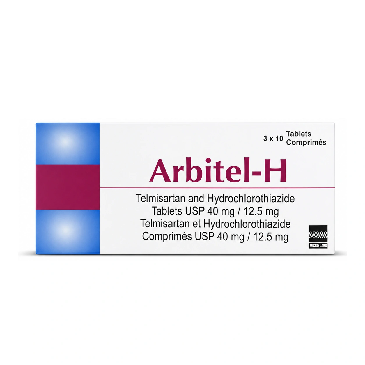 Arbitel-H Telmisartan and Hydrochlorothiazide Tablets USP 40 mg/12.5 mg x 30 Tablets