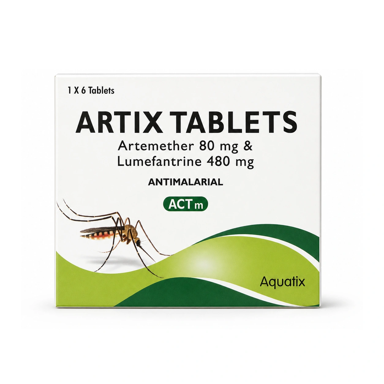 Artix Artemether 80 mg + Lumefantrine 480 mg Film-Coated Tablets x 6 Tablets