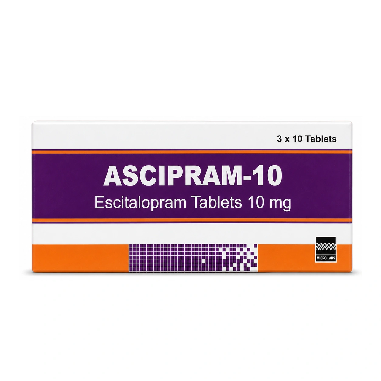 Ascipram Escitalopram 10 mg Film-Coated Tablets x 30 Tablets