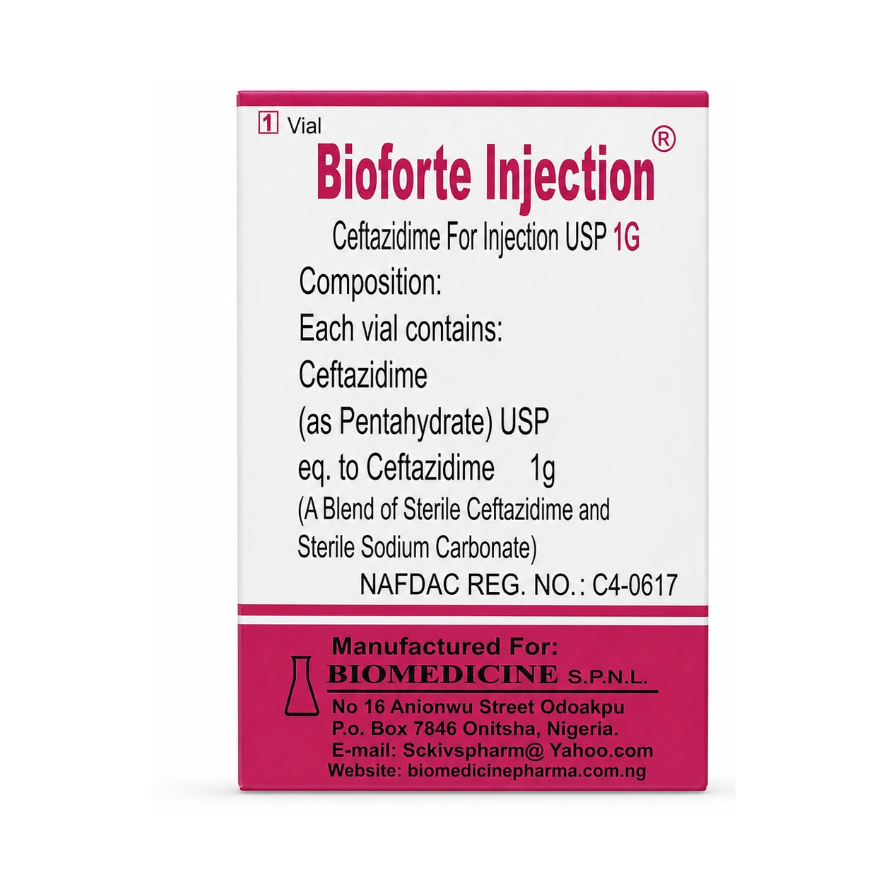Bioforte Ceftazidime for Injection USP 1 g x 1 vials