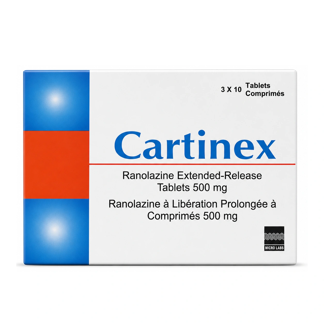 Cartinex Ranolazine Extended-Release Tablets 500 mg x 30 Tablets