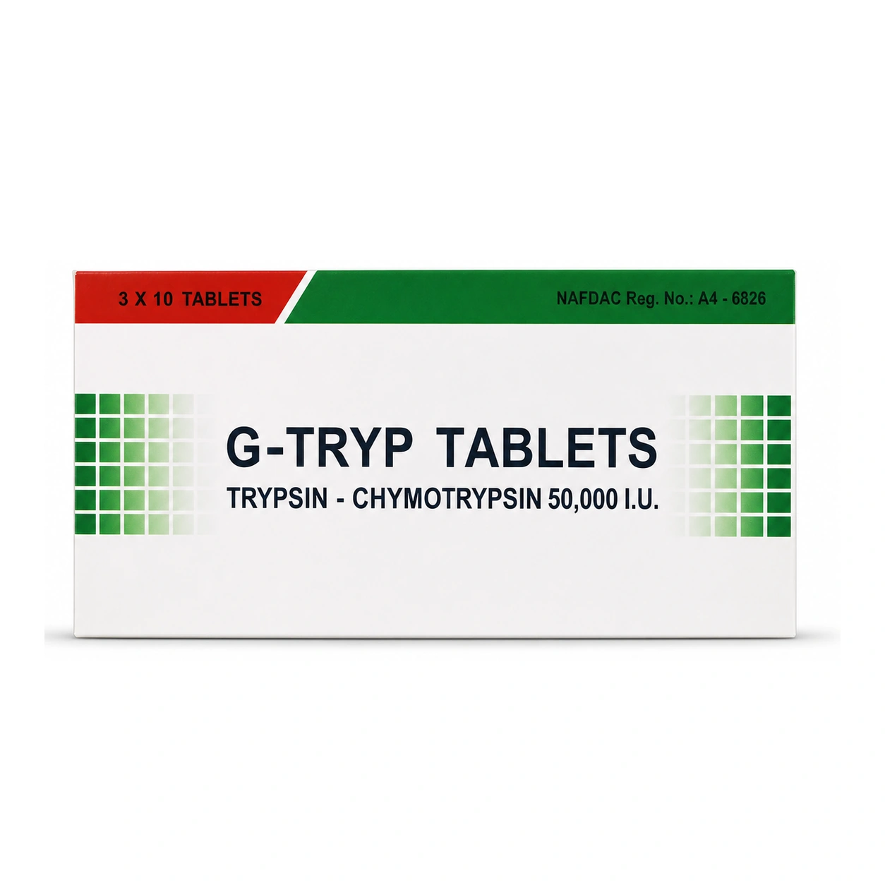 G-Tryp Trypsin-Chymotrypsin Enteric-Coated Tablets 50,000 IU x 30 Tablets