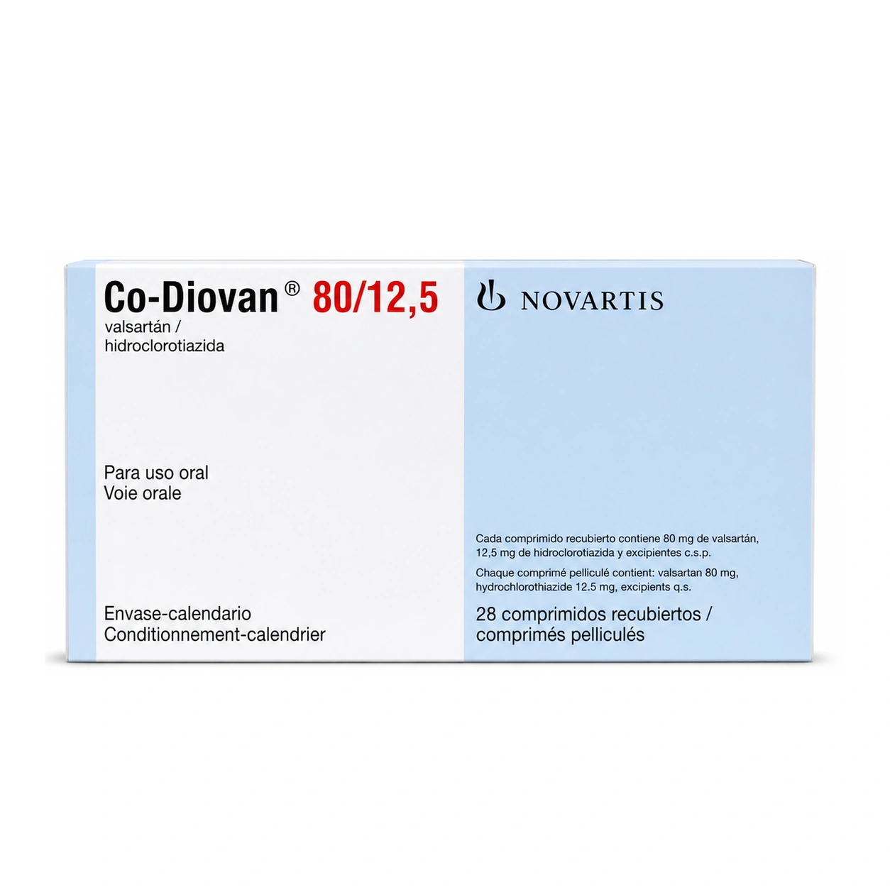 Co-Diovan Valsartan/Hydrochlorothiazide 80 mg/12.5 mg Film-Coated Tablets x 28 Tablets