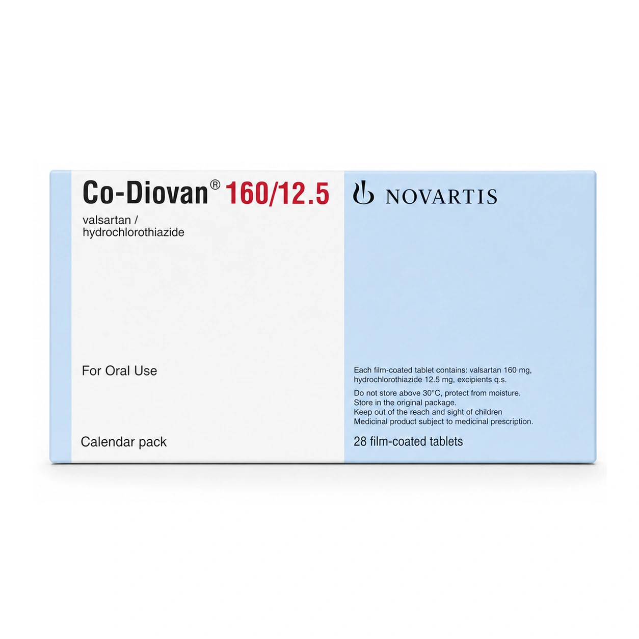 Co-Diovan Valsartan/Hydrochlorothiazide 160 mg/12.5 mg Film-Coated Tablets x 28 Tablets