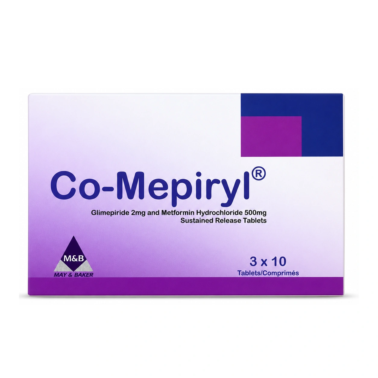 Co-Mepiryl Glimepiride 2 mg/Metformin Hydrochloride 500 mg Sustained-Release Tablets x 30 Tablets