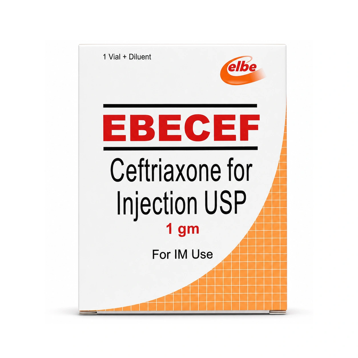 Ebecef Ceftriaxone for Injection USP 1 g Powder for Injection x 1 vials + 5 ml Diluent
