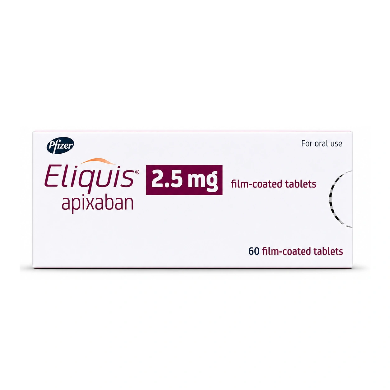 Eliquis Apixaban 2.5 mg Film-Coated Tablets x 60 Tablets