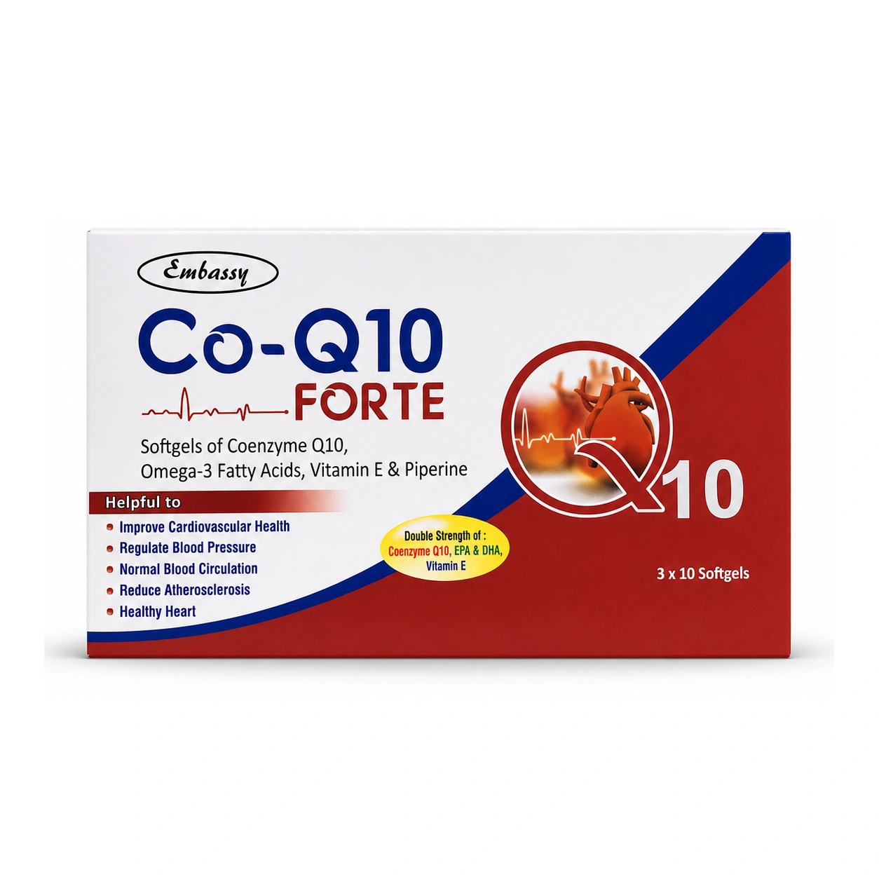 Embassy Co-Q10 Forte Coenzyme Q10 100 mg Softgels x 30 Softgels