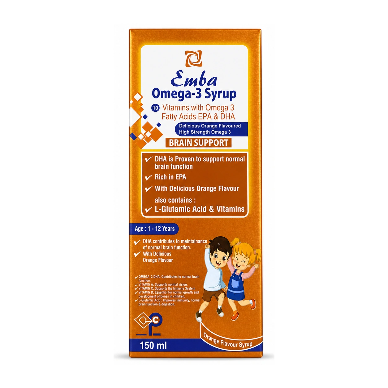 Emba Omega-3 Orange Flavour Syrup 150 ml