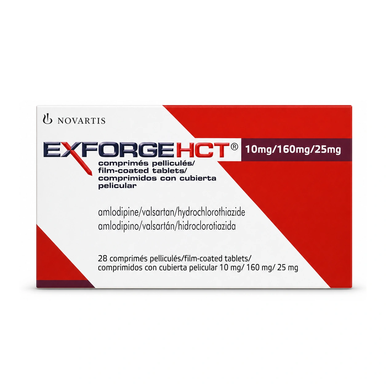 Exforge HCT Amlodipine/Valsartan/Hydrochlorothiazide 10 mg/160 mg/25 mg Film-Coated Tablets x 28 Tablets