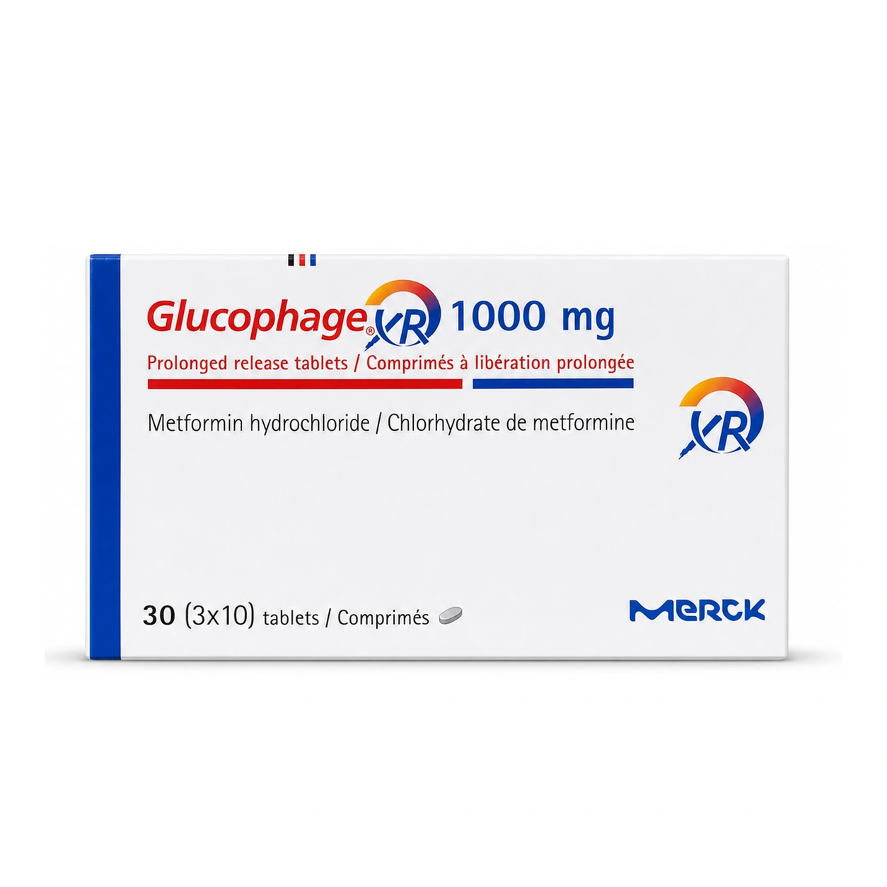 Glucophage XR Metformin Hydrochloride 1000 mg Prolonged Release Tablets x 30 Tablets