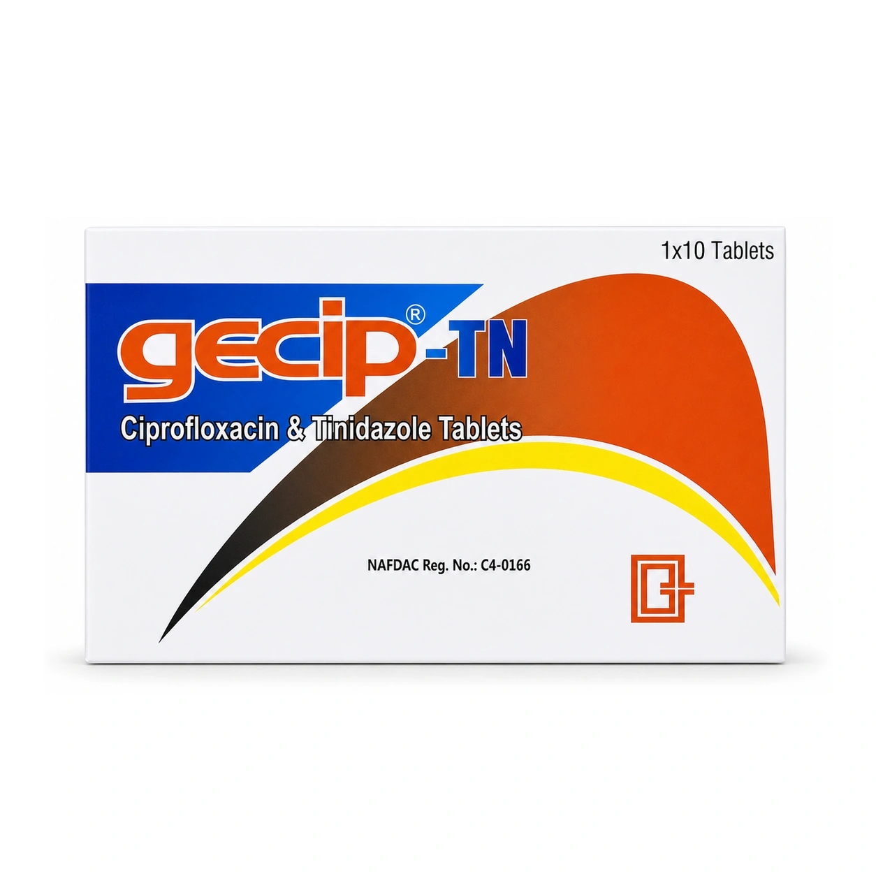 Gecip-TN Ciprofloxacin 500 mg + Tinidazole 600 mg Film Coated Tablets x 10 Tablets