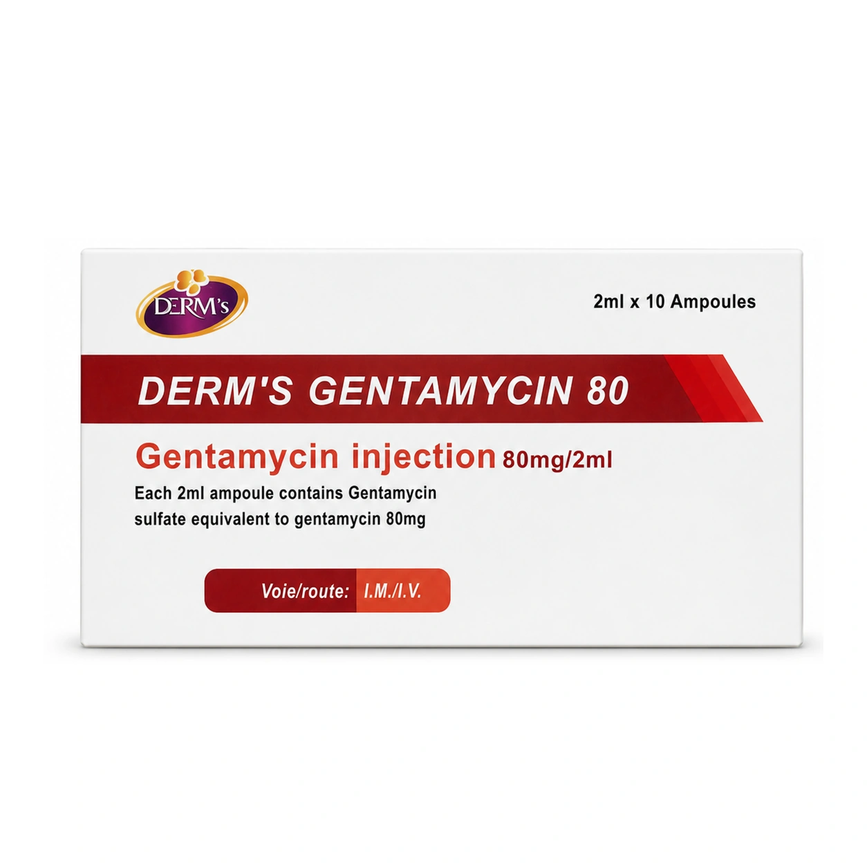 Derm's Gentamycin Injection 80 mg/2 ml x 10 ampoules