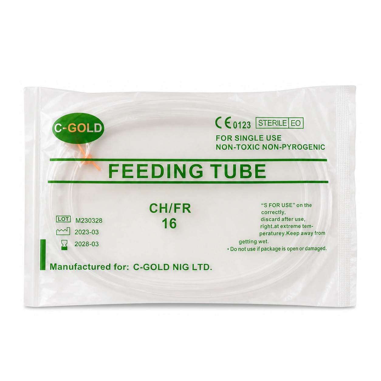 C-GOLD Feeding Tube CH/FR 16 x 1 Tube