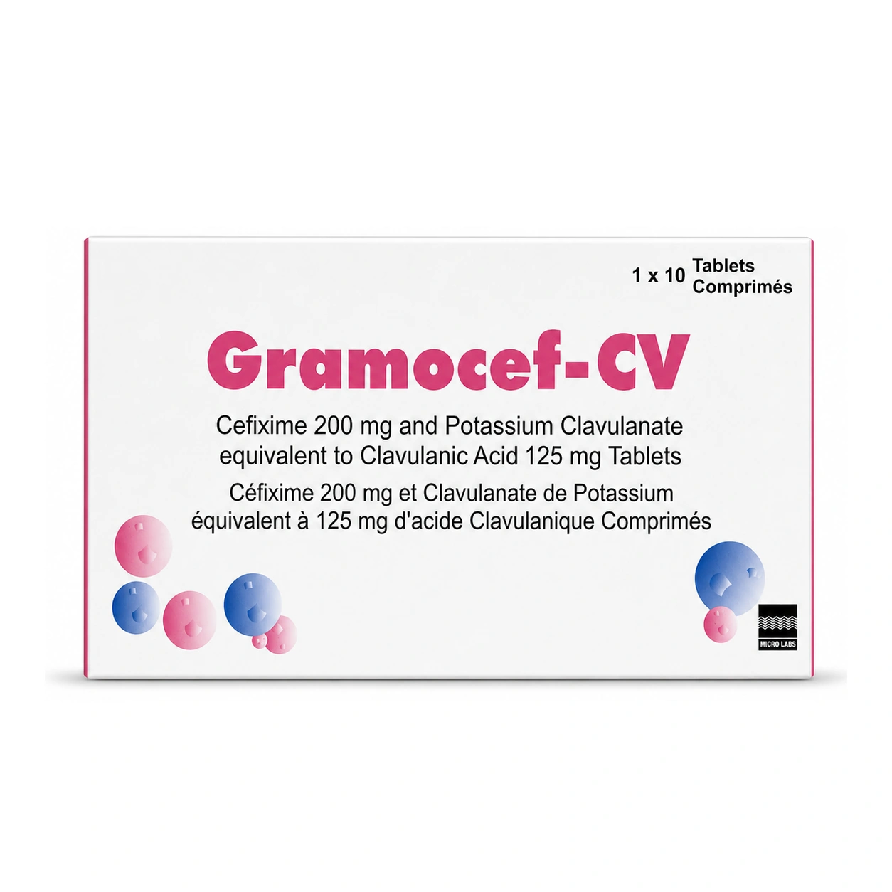Gramocef-CV Cefixime 200 mg + Clavulanic Acid 125 mg Tablets x 10 Tablets
