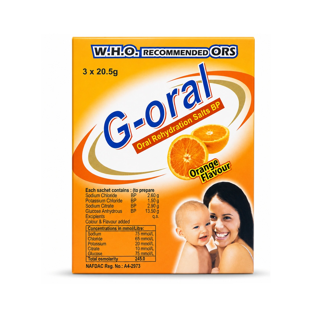 G-oral Oral Rehydration Salts BP Powder for Oral Solution Orange Flavour 20.5 g x 3 sachets
