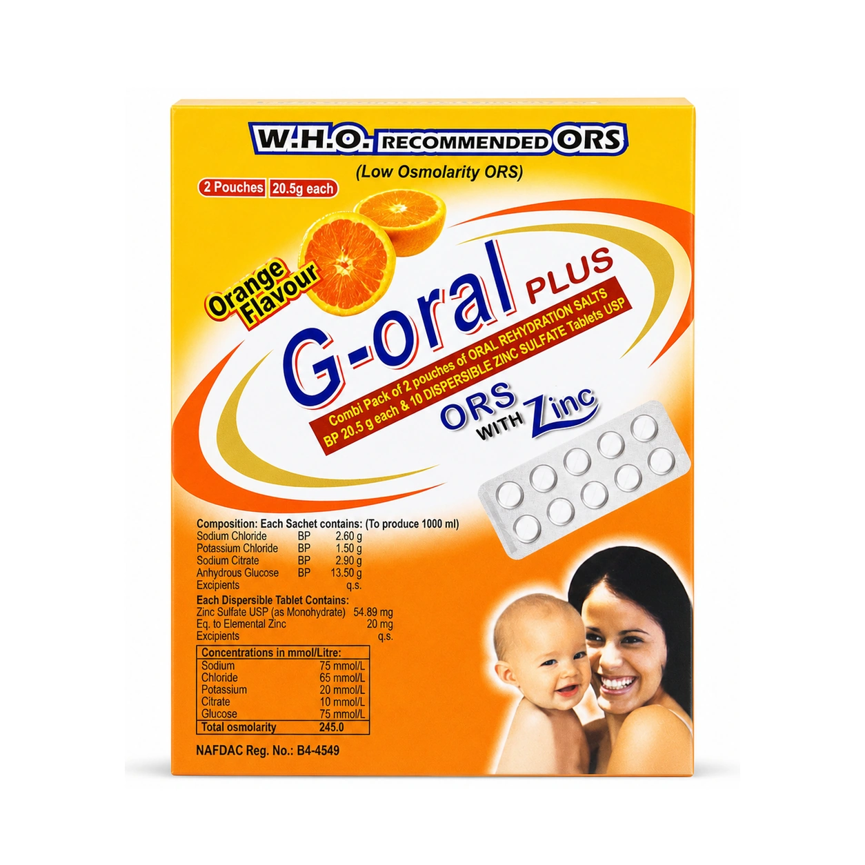 G-Oral Plus Combipack Oral Rehydration Salts 20.5 g + Zinc Sulphate 20 mg Dispersible Tablets x 2 sachets + 10 Tablets