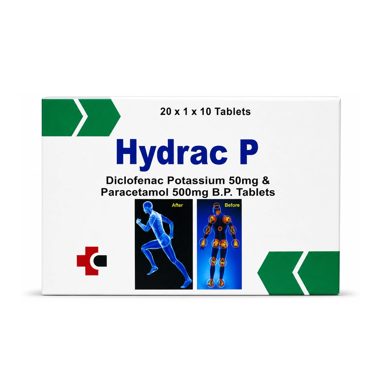 Hydrac P Diclofenac Potassium 50 mg + Paracetamol 500 mg Tablets x 200 Tablets