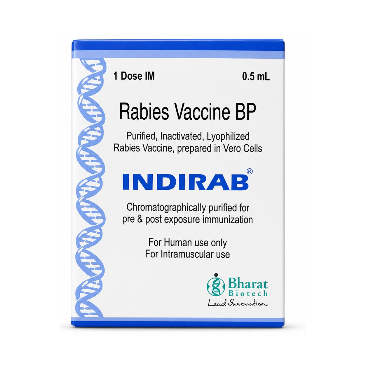 IndiRab Purified Inactivated Lyophilized Rabies Vaccine (Vero Cell) 0.5 ml x 1 Dose