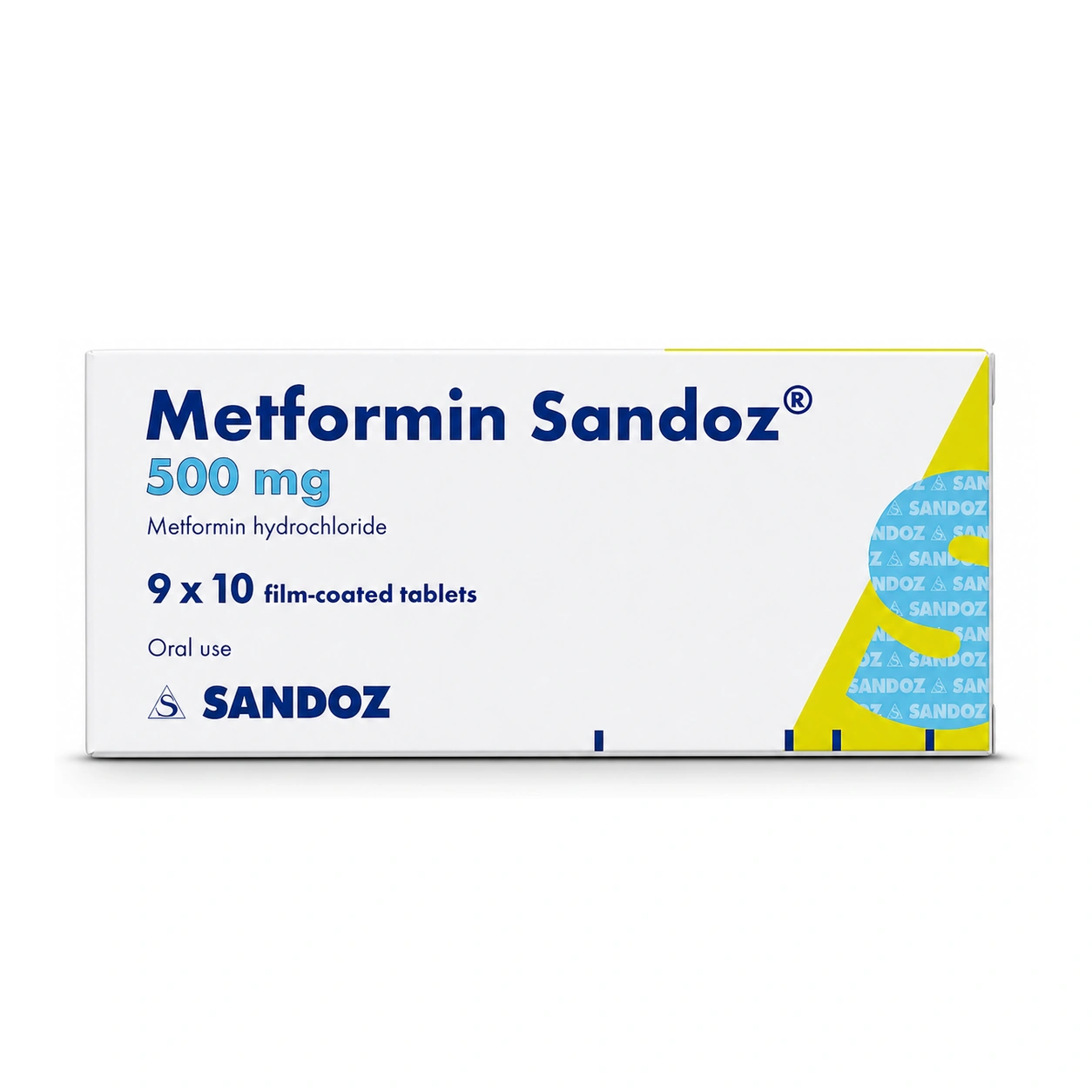 Metformin Sandoz Metformin Hydrochloride 500 mg Film-Coated Tablets x 90 Tablets