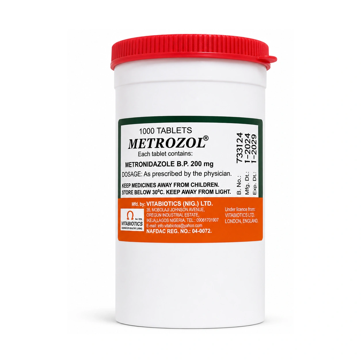 Metrozol Metronidazole B.P. 200 mg Chewable Dispersible Tablets x 1000 Tablets