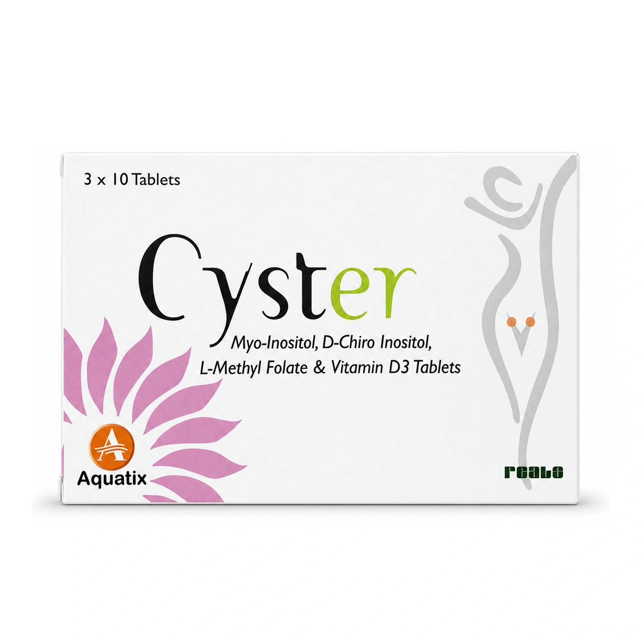 Aquatix Cyster Myo-Inositol, D-Chiro Inositol, L-Methyl Folate & Vitamin D3 Tablets x 30 Tablets