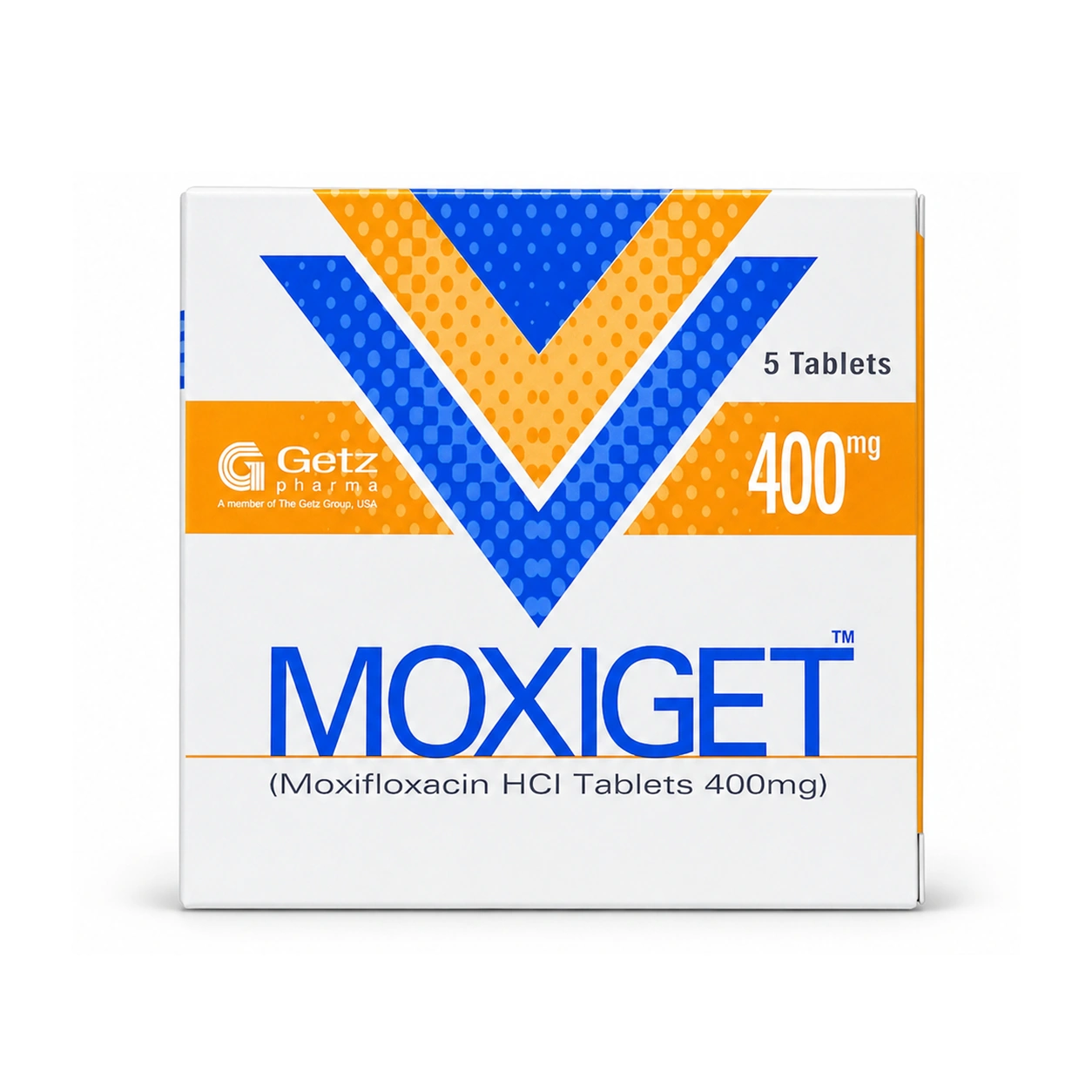 Moxiget Moxifloxacin HCl 400 mg Film-Coated Tablets x 5 Tablets