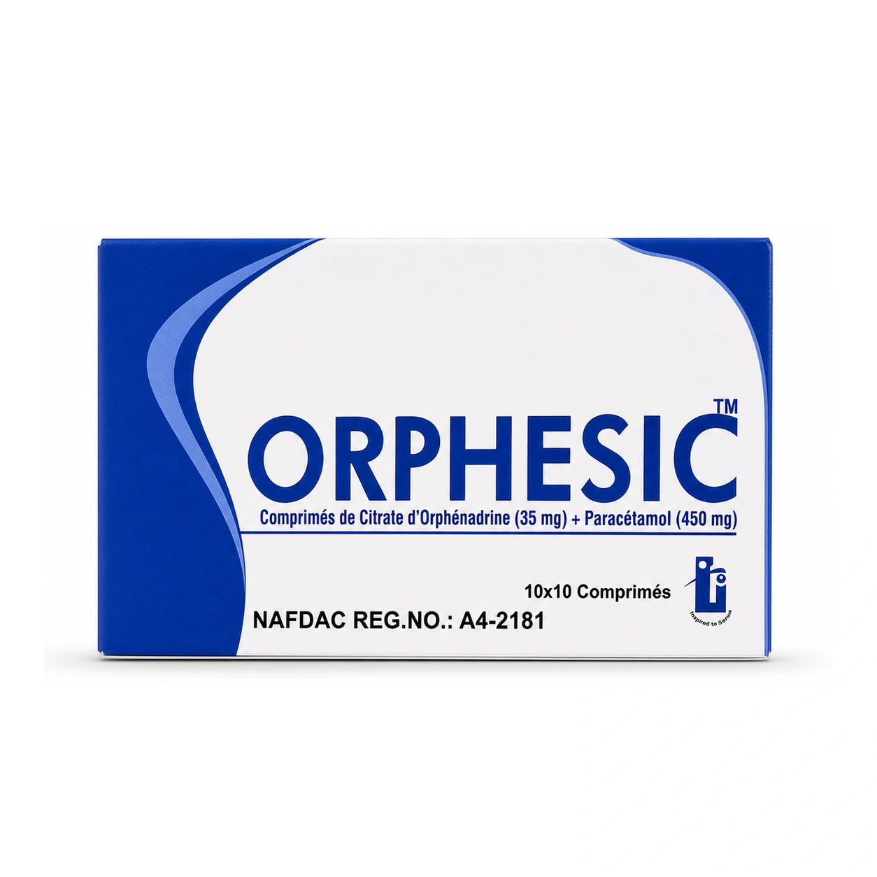 Orphesic Orphenadrine Citrate 35 mg + Paracetamol 450 mg Tablets x 10 x 10 Tablets