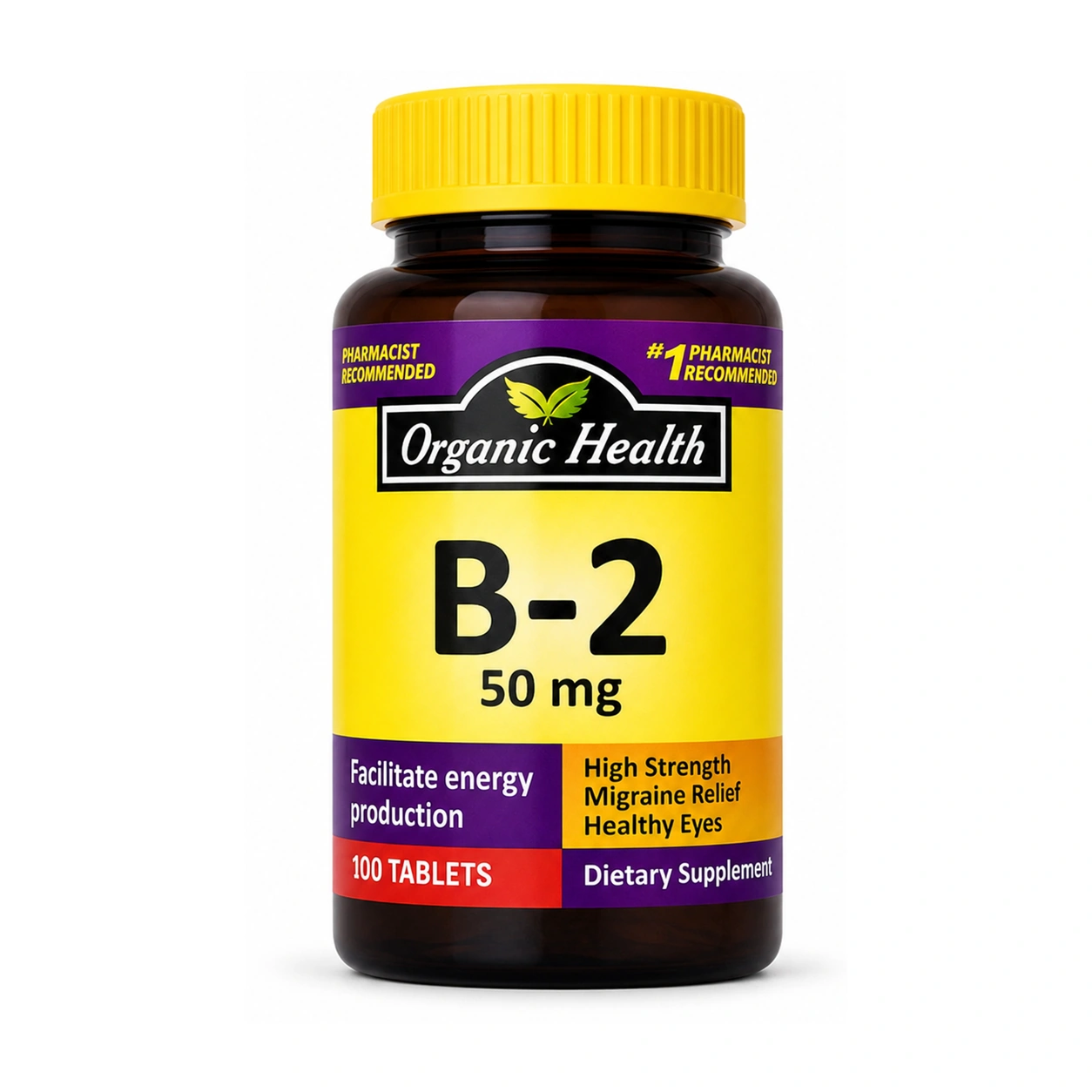 Organic Health B-2 Riboflavin 50 mg Tablets x 100 Tablets