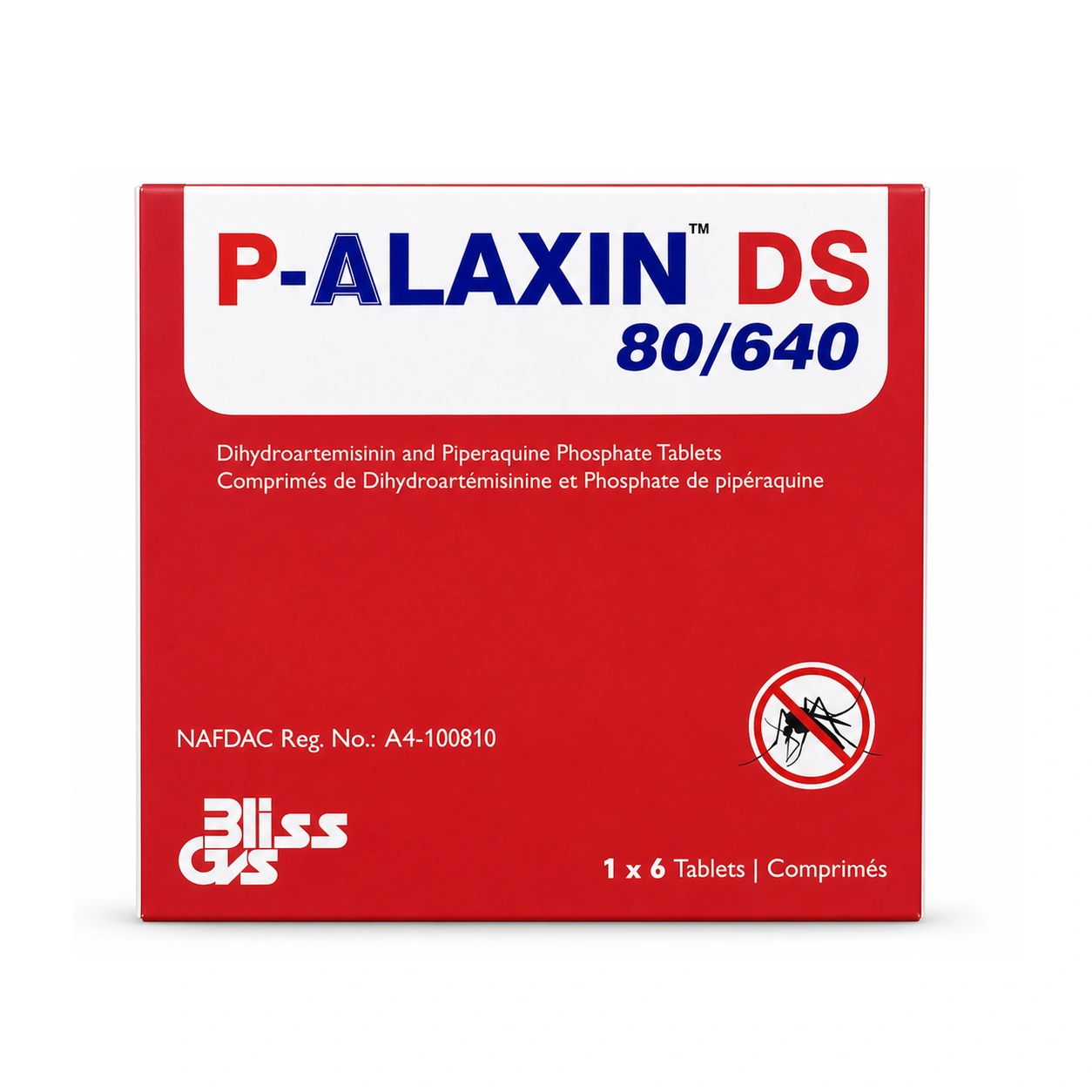 P-ALAXIN DS Dihydroartemisinin 80 mg + Piperaquine Phosphate 640 mg Film-Coated Tablets x 6 Tablets
