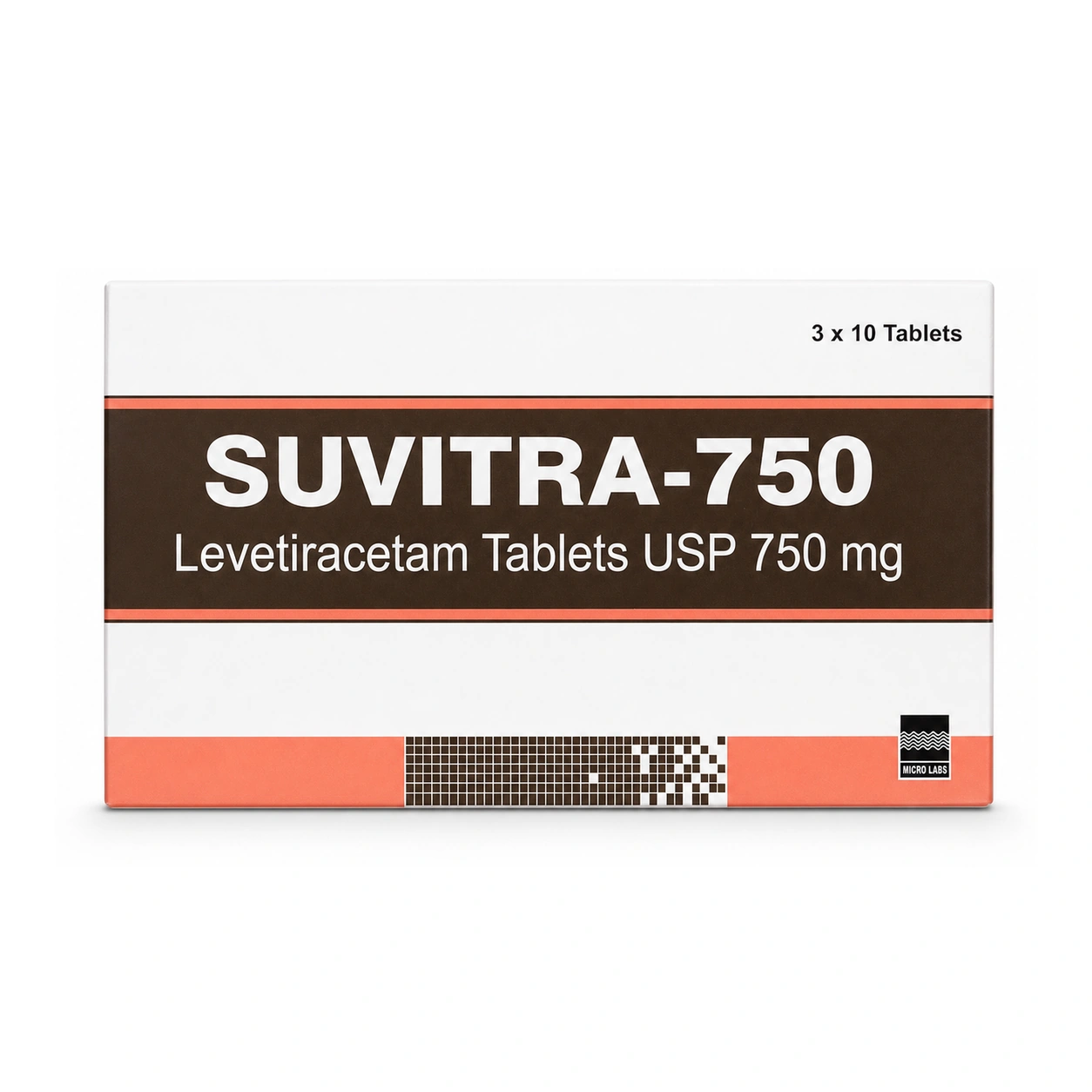 Suvitra-750 Levetiracetam USP 750 mg Film-Coated Tablets x 3 x 10 Tablets