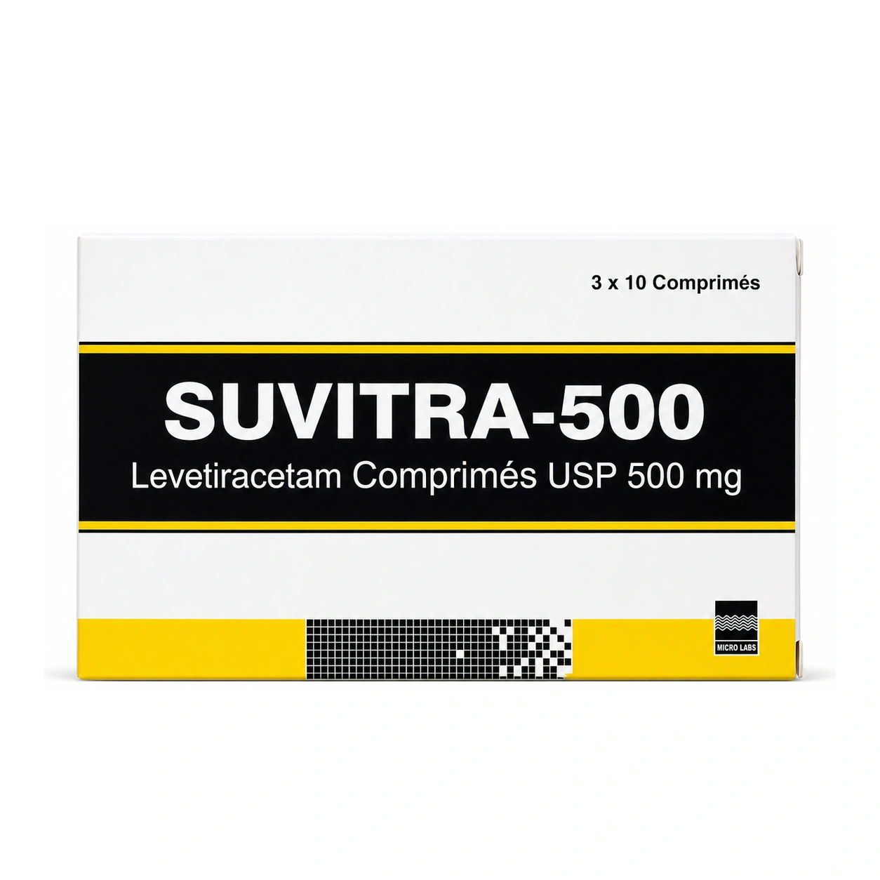 Suvitra-500 Levetiracetam USP 500 mg Film-Coated Tablets x 3 x 10 Tablets