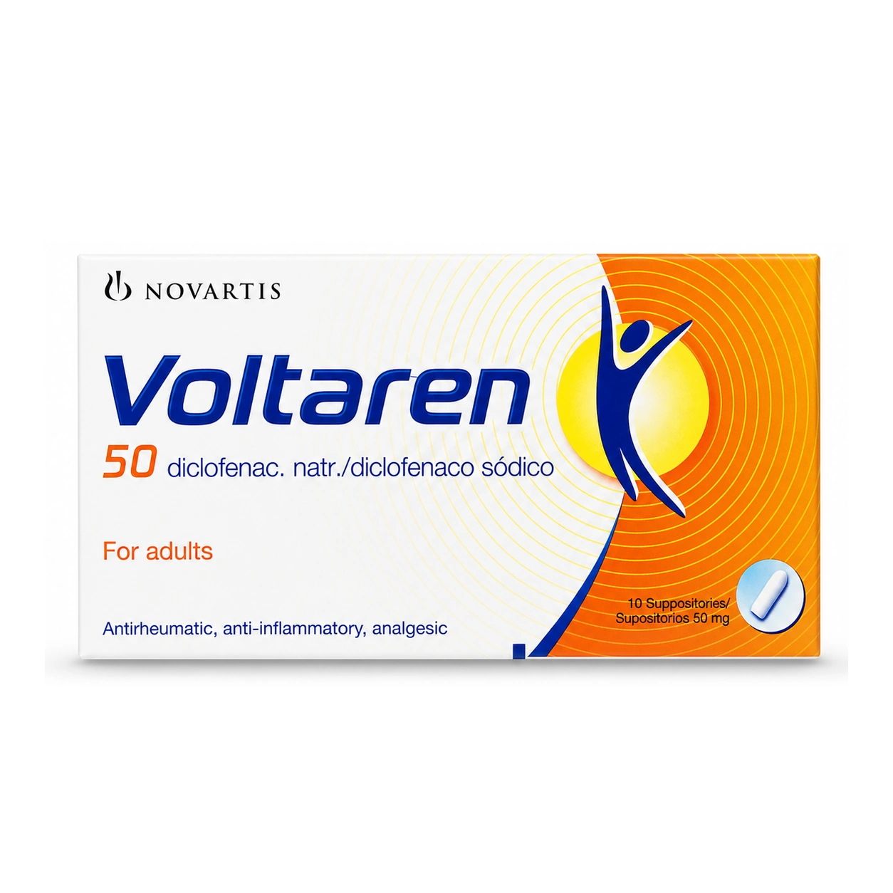 Voltaren Diclofenac Sodium 50 mg Suppositories x 10 Suppositories