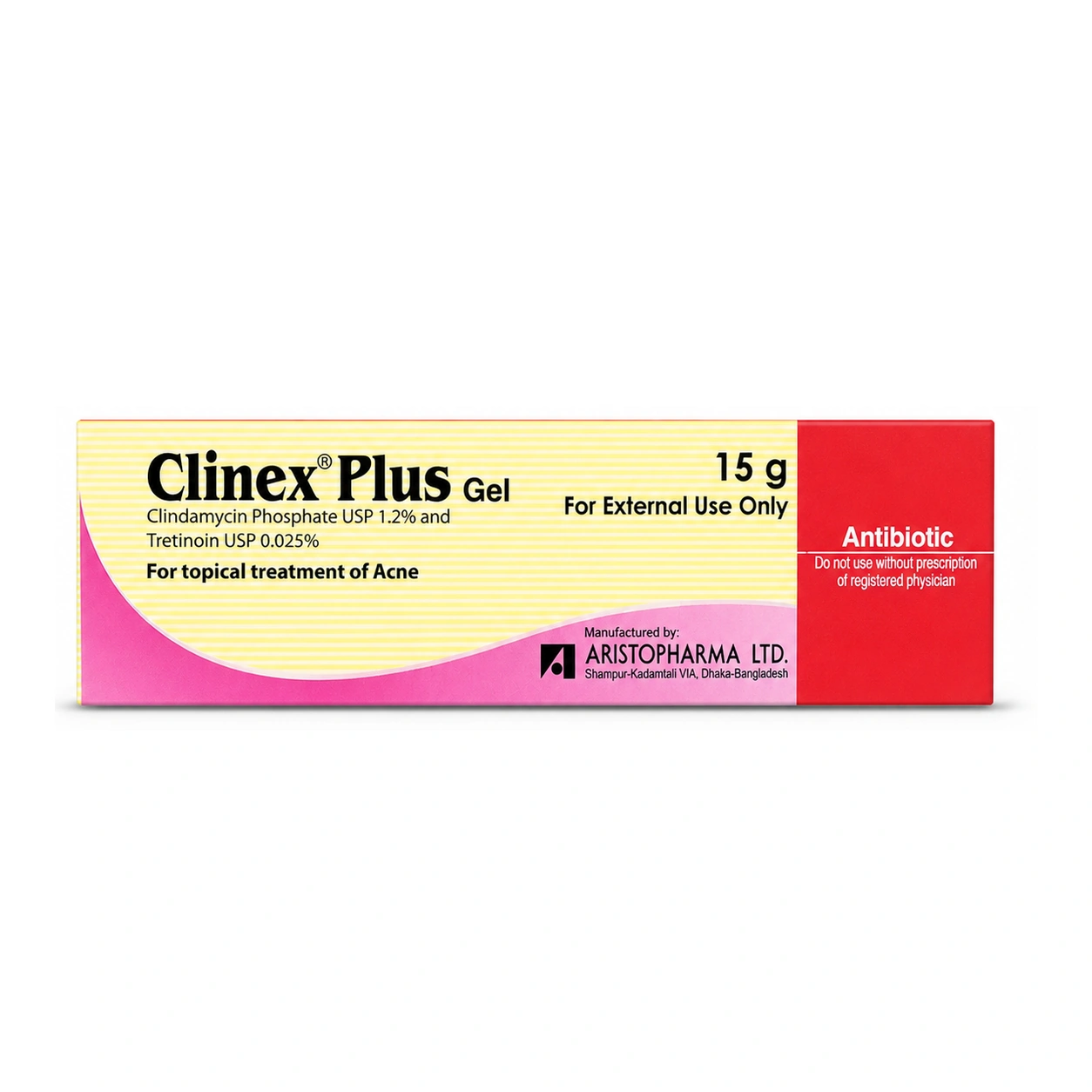 Clinex Plus Clindamycin Phosphate 1.2% + Tretinoin 0.025% Topical Gel 15 g