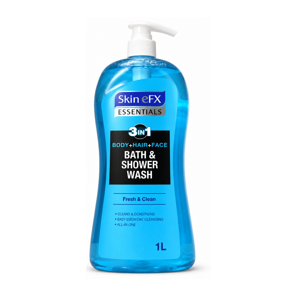 Skin eFX Essentials 3 in 1 Body + Hair + Face Bath & Shower Wash Fresh & Clean 1 L