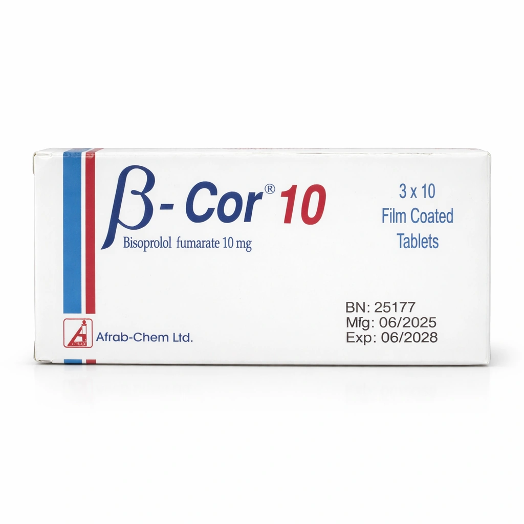 B-Cor 10 Bisoprolol Fumarate 10 mg Film-Coated Tablets x 30 Tablets
