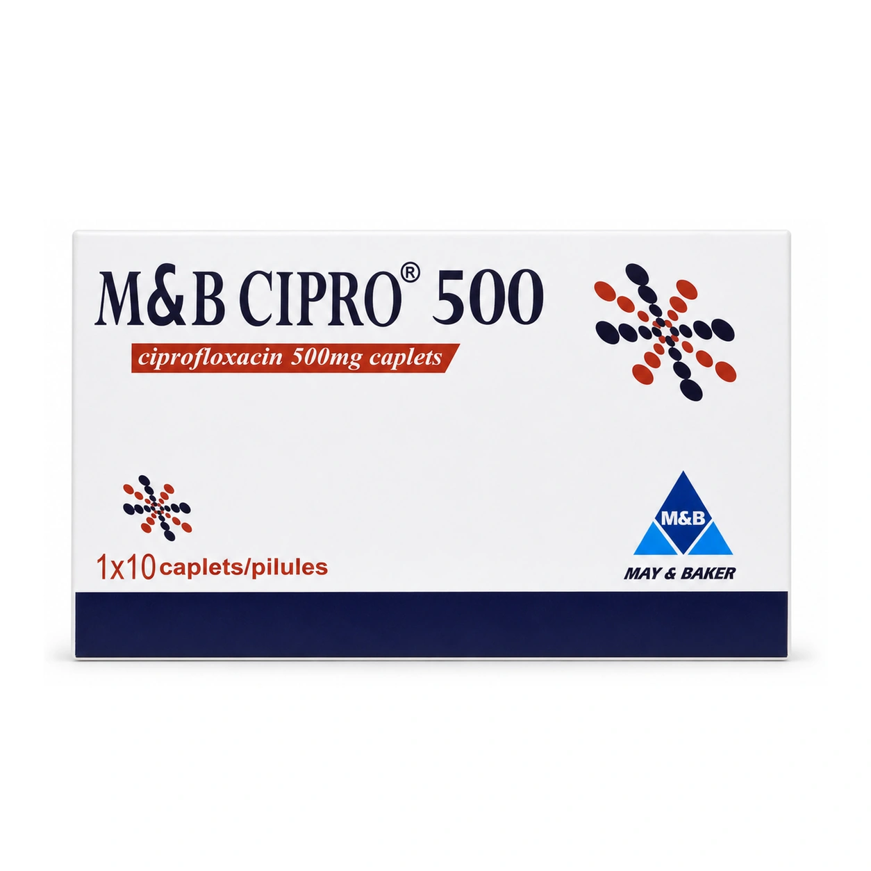 M&B Cipro Ciprofloxacin 500 mg Film-Coated Caplets x 10 caplets