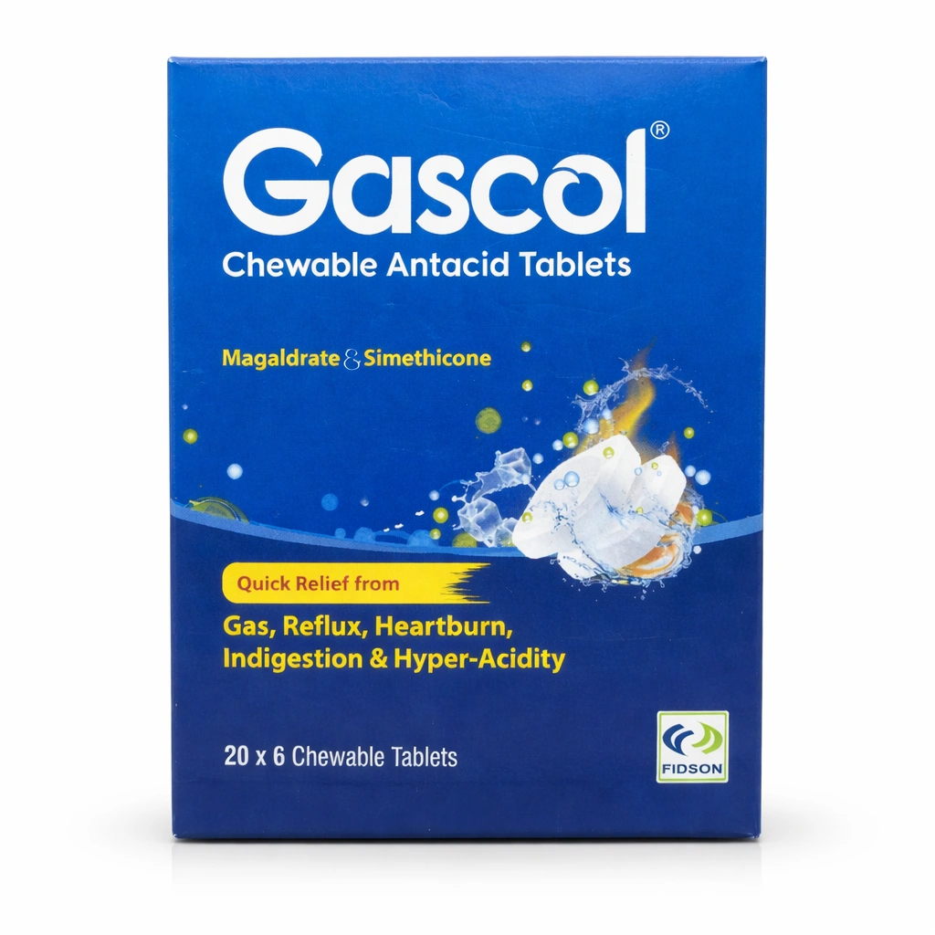 Gascol Chewable Antacid Chewable Tablets 540 mg/100 mg x 20 x 6 Tablets