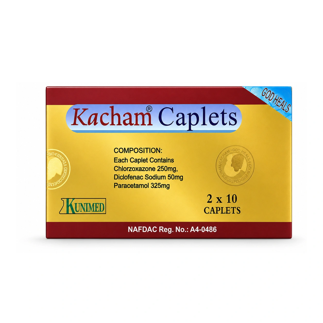 Kacham Chlorzoxazone 250 mg + Diclofenac Sodium 50 mg + Paracetamol 325 mg Caplets x 20 caplets