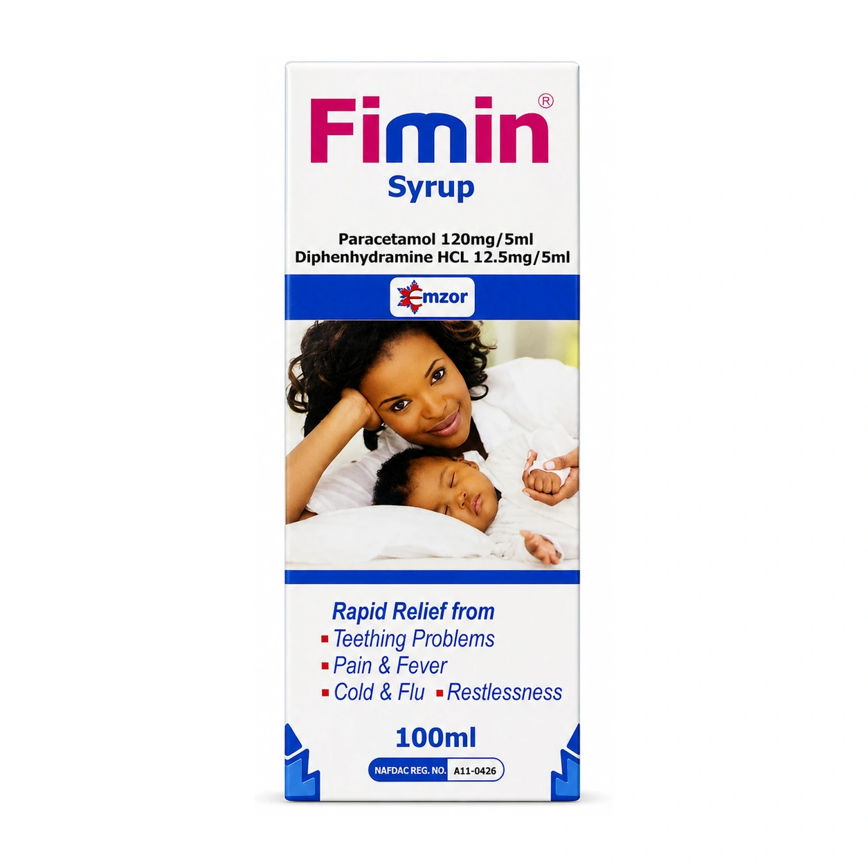 Fimin Syrup Paracetamol 120 mg/5 ml + Diphenhydramine Hydrochloride 12.5 mg/5 ml 100 ml