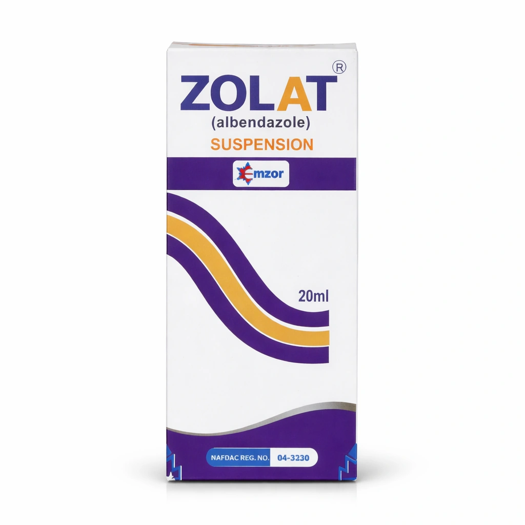 Emzor Zolat Albendazole Oral Suspension 100 mg/5 ml 20 ml