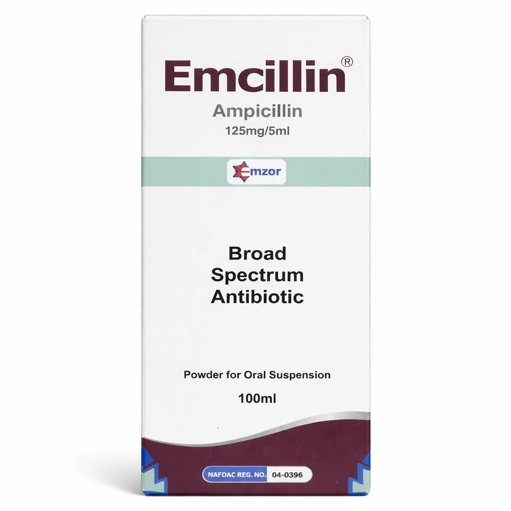 Emcillin Ampicillin 125 mg/5 ml Powder for Oral Suspension 100 ml