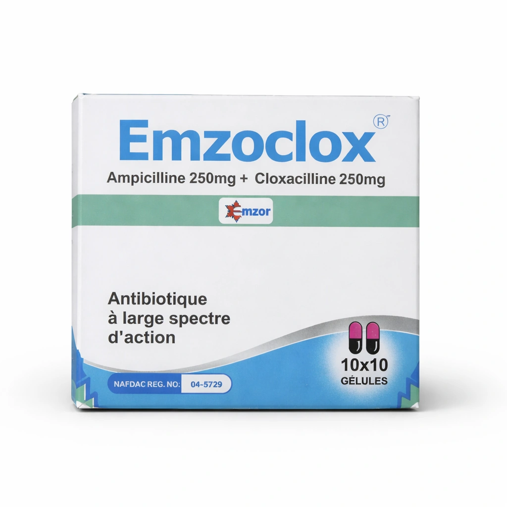 Emzoclox Ampicillin + Cloxacillin 250 mg Capsules x 100 Capsules