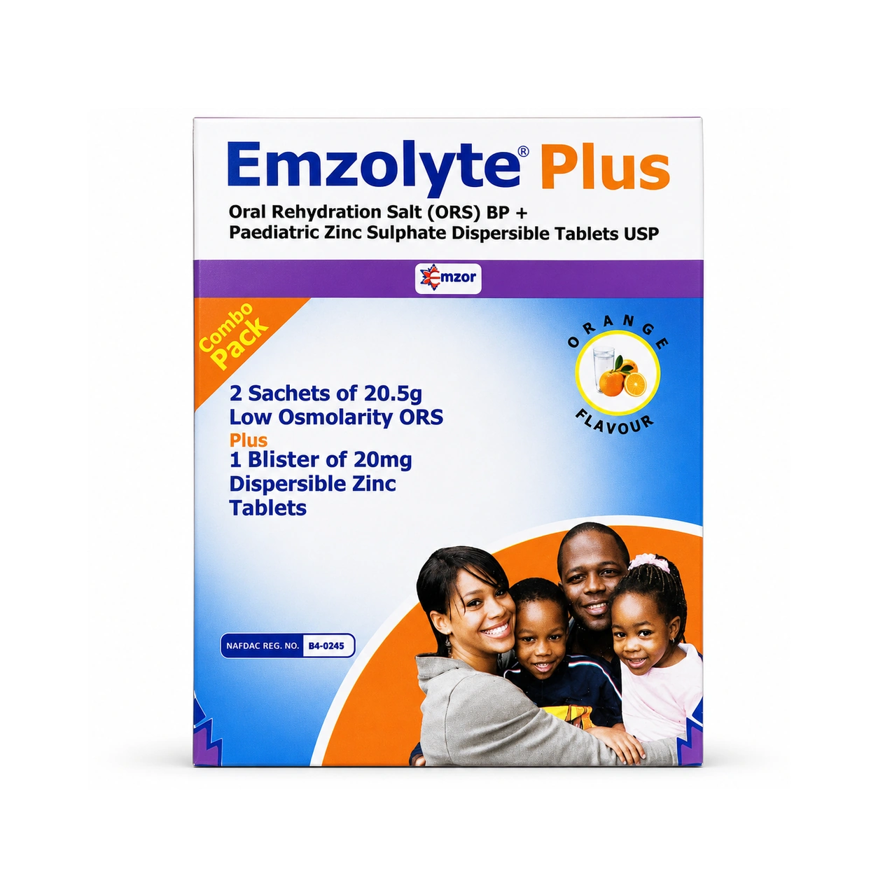 Emzolyte Plus Oral Rehydration Salts 20.5 g Sachets x 2 sachets + Zinc Sulphate 20 mg Dispersible Tablets x 10 Tablets