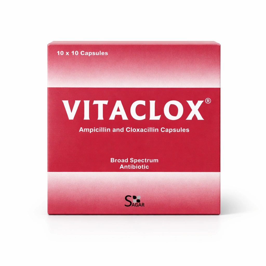 Vitaclox Ampicillin and Cloxacillin Capsules 250 mg/250 mg x 10 x 10 Capsules