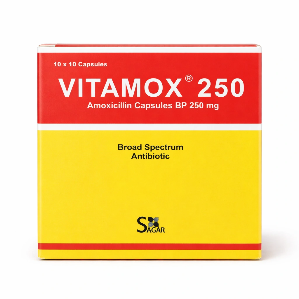 Vitamox 250 Amoxicillin Capsules BP 250 mg x 100 Capsules